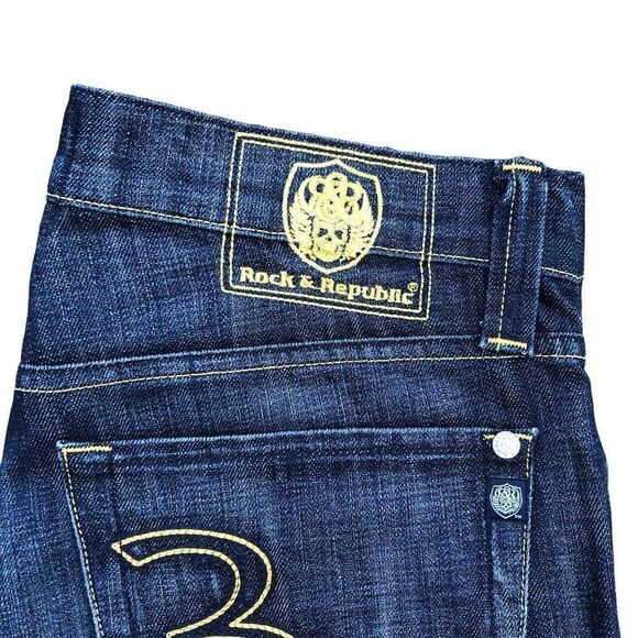 ROCK & Republic Embroidered Jeans Size 33 Blue - Picture 7 of 7